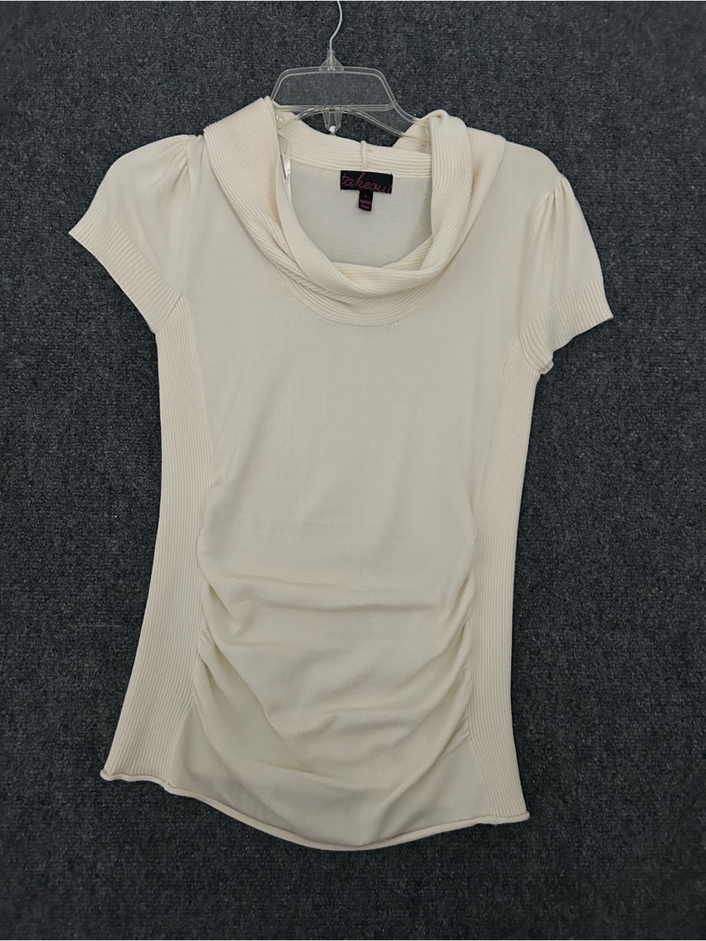 Takeout Cream Cowl Neck Short Sleeve Top
